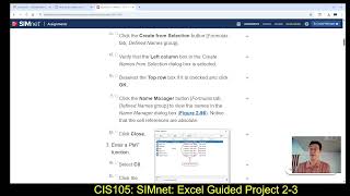 CIS105: SIMnet: Excel Guided Project 2-3