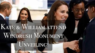 Prince William \u0026 Kate Middleton Unveil National Windrush Monument | Short Video