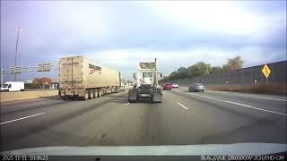 Close call for semi on highway 401 east