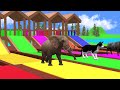 5 giant duck cartoon cow mammoth elephant tiger paint wild animals crossing fountain animation