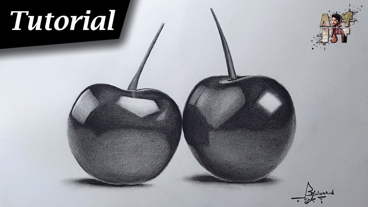 Draw Realistic Cherry Easy Tutorial Youtube
