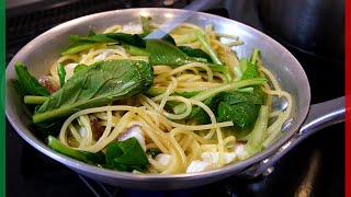 【やっぱりペペロンチーノは間違いない！】鯛とシャキシャキ小松菜のペペロンチーノ！【Spaghetti con Dentice e Komatsuna】