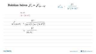 Buktikan bahwa n C r = n C(n-r) .