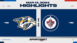 NHL Highlights | Predators vs. Jets - March 13, 2024