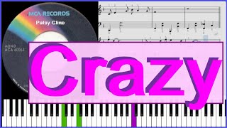 🎹 Crazy (Patsy Cline,Willie Nelson) /Early Intermediate Piano/Animated Sheet Music/Tutorial