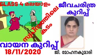 വായനകുറിപ്പ് - സ്വപ്നത്തിലെ കടം ... ജി. മോഹനകുമാരി ജീവചരിത്ര കുറിപ്പ്