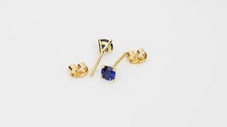 Peora 4mm Round Created Blue Sapphire Solitaire Stud Earrings in 14K Gold