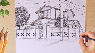 how to draw nobita house | doraemon house drawing easy /anime drawing