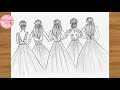 Easy Five Best Friend Pencil Sketch Tutorial step by step | How To Draw Friends Party