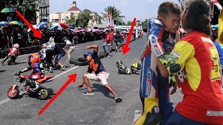 Jeritan seorang ibu ketika buah hatinya terjatuh mini motogp