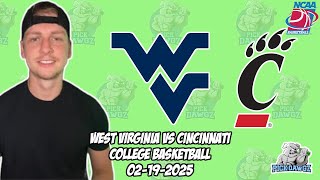 West Virginia vs Cincinnati 2/19/25 Free College Basketball Picks and Predictions | NCAAB Pick