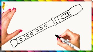 How To Draw A Flute Step By Step - Flute Drawing Easy