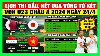 Lịch Thi Đấu, Kết Quả Vòng Tứ Kết VCK U23 Châu Á 2024 Ngày 24/4 | Xác Định 4 Trận Tứ Kết U23 Châu Á