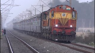 Powerful Okha Ernakulam Express With Twin Diesel Locomotives Speeding At Sunset At Peaceful Sanjan !