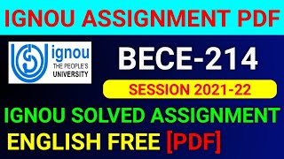 BECE-214 Solved Assignment 2022, BECE 214 Solved Assignment 2021-22 in English, BECE 214 Assignment