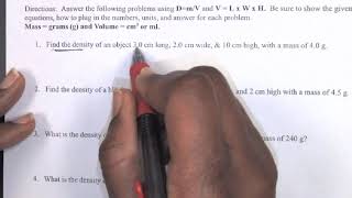 density practice problems part 1