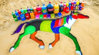 How to make Rainbow HORSE with Orbeez, Giant Coca Cola vs Mentos, Mtn Dew, Crush, Pepsi, Sodas