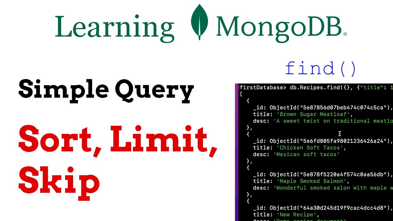 Mongodb Simple Query Sort Limit Skip Mongodb 04 Youtube
