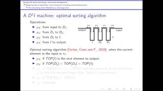 Sorting with stacks and queues: some recent developments — Luca Ferrari