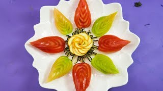 Amazing Designs of Useful Zucchini Rose Flower Garnish - Eggplant & Tomato Carving & Decorations