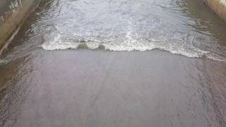 Storm Drain Duct Dumps Los Angeles' Rain Water into Pacific Ocean  in Santa Monica Beach