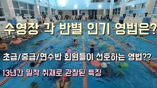 수영장 각 반별 선호하는 영법과 싫어하는 영법이 무엇인지 특징과 함께 알아보자