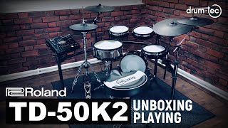 Roland TD-50K2 electronic drums unboxing & playing by drum-tec