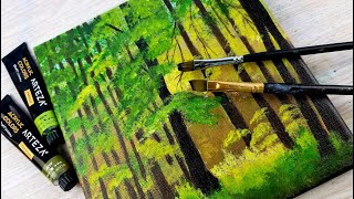 Acrylic painting for beginners | How to paint deep woods | Art challenge # 70