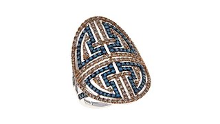 Rarities 1ctw Champagne   Blue Diamond Art Deco Ring