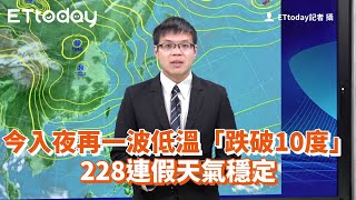 今入夜再一波低溫「跌破10度」　228連假天氣穩定