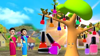 మాయా గోళ్ల రంగు సీసాల చెట్టు - Magical Nail Polish Bottles 3D Animated Telugu Fairy Moral Stories