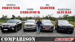 MG Gloster vs Fortuner vs Endeavour vs Alturas 2020 Comparison - Best Comparison