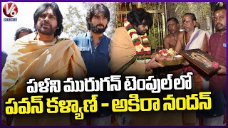 Pawan Kalyan And Akira Nandan Visit Palani Murugan Temple  Tamil Nadu  | V6 News