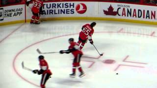 Erik Karlsson during pre-game warm-up at the Sharks @ Senators hockey game