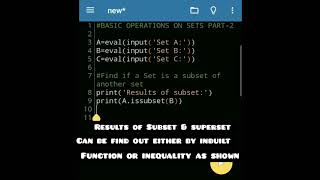 #Basic #Operations on #Sets PART-2 #issubset( ) #issuperset( ) #isdisjoint( ) #Python