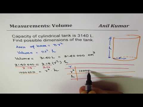 How to find dimensions of cylinder for 3140 L volume How to find dimensions of cylinder for 3140 L volume
