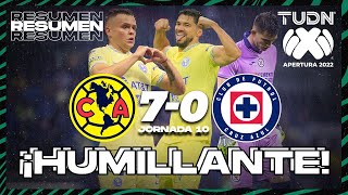 Resumen y goles | América 7-0 Cruz Azul | Liga Mx Apertura 22 -J10 | TUDN