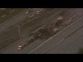 Raw Video: Aerial view of fiery crash that killed big rig driver