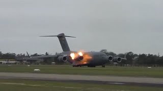C17 Engine makes fire after landing and air fueling went wrong