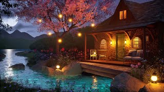 Cozy Cottage by the River: Relaxing Stream and Night Sounds - Relaxing Ambience Video 🌙🏡🌳