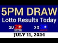 Lotto Result Today 5pm Draw July 11 2024 Swertres Ez2 PCSO Live Result