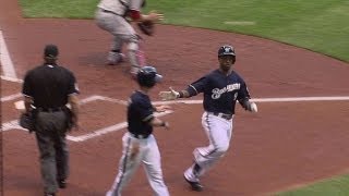 LAA@MIL: Lucroy laces a two-run double off Williams