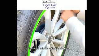 The 20 colorful reflective strips car with Tiger Car Systems #tigercarsystems