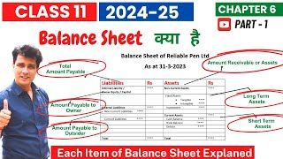 Balance Sheet को समझते है | Balance Sheet Accounting in Finance | Class 11 |  Chapter 6 | Part 1
