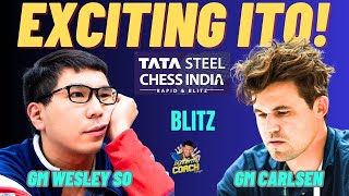 MAGNUS AT WESLEY! SOBRANG EXCITING NG LABAN NILA! So vs Carlsen! Tata Steel India 2024 Blitz