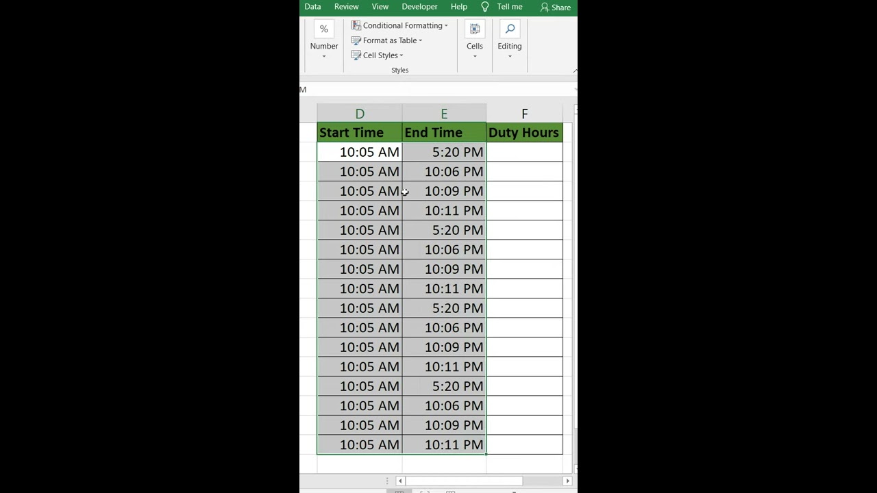 Calculate Time Difference in Excel  difference in time in excel  time difference 2 time #shorts