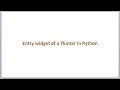 Entry widget of a Tkinter in Python GUI