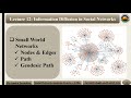 Social Network Analysis - Lecture 12 - Dr. Amira Tawadros - Socio-computing