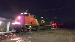 Early Morning Railfanning! Very Fast Train CN 121 with BCR Locomotive at McGivney NB