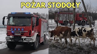 Alarmowo zastępy z OSP do pożaru budynku gospodarczego w Czatolinie 18.02.2025 - 10 zastępów w akcji